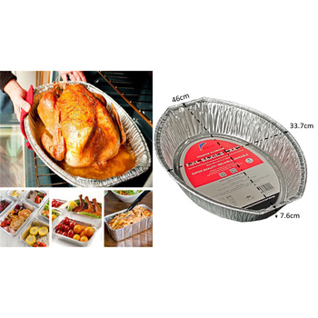 1pc Aluminum Foil Tray-Oval 46x33.7x7.6cm 