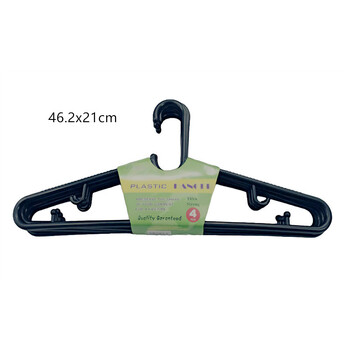 4pc Heavy Duty Clothes Hanger Black 46.2x21cm