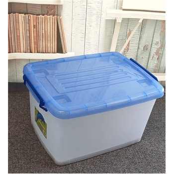 Plastic Storage Container 100L With Blue Lid 65x49.5x39.5cm 