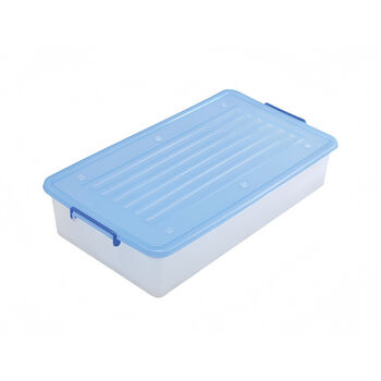 Plastic Under Bed Storage Container 42L Blue Lid 80x39.5x16cm  