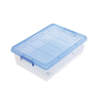 Plastic Under Bed Storage Container 38L Blue Lid 59x43x19cm