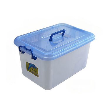 Plastic Storage Container 32L Handled Blue Lid 50x33.5x27cm 