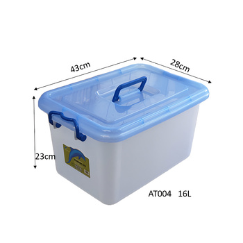 Plastic Storage Container 16L With Blue Handled Lid 43x28x23cm