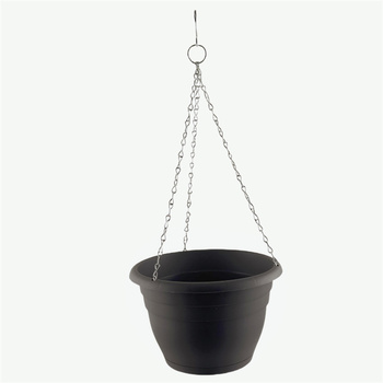 Plastic Hanging Planter Flower Pot-Dark Grey Dia24.8x15.5cm