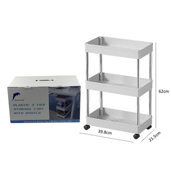 3 Tier Plastic Storage Cart 39.8x21.5x62cm