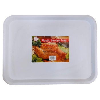 Rectangular Plastic Serving Tray-White 41.2x30.4x1.7cm 