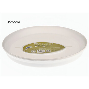 Round Plastic Serving Tray-White Dia35x2cm 