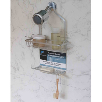 Aluminium Shower Caddy Single Tier With Soap Holder 280x125x505mm