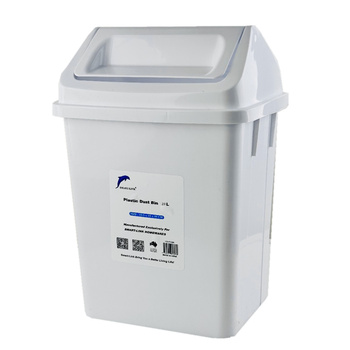 Plastic Swing Top Dustbin 20L-White & Grey 29.5x24x48cm