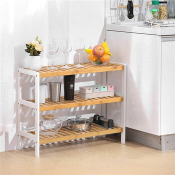 www.smartlinkhome.com.au - 3 Tier Wooden shoe Rack White/Natural 70x26x54.5cm 