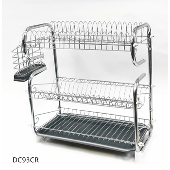 3-Tier Chrome Dish Drying Rack 47x23x35cm