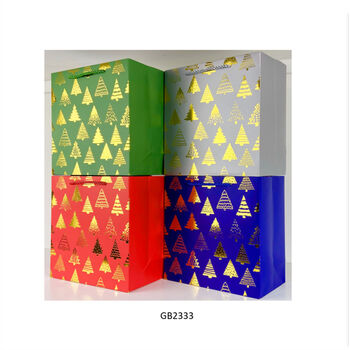 www.smartlinkhome.com.au - Multi Size Gift Bag-Christmas Assorted Colour With Gold Christmas Tree