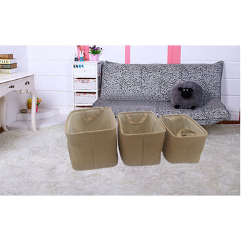 3pc Burlap Basket With Cotton Linen Set