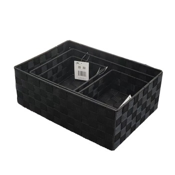 4pc Woven Basket Set-Black