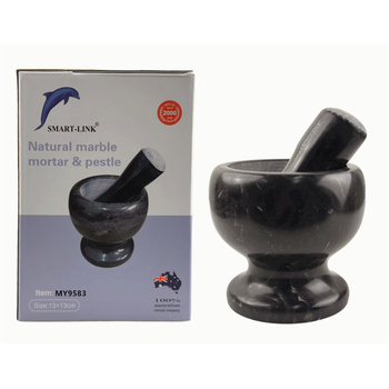 www.smartlinkhome.com.au - Natural Marble Mortar & Pestle Set Dia13x13cm