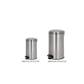 Stainless Steel Round Pedal Bin Soft Close 3L+12L 