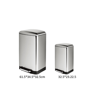 Stainless Steel Rectangular Pedal Bin Soft Close 6L+30L 