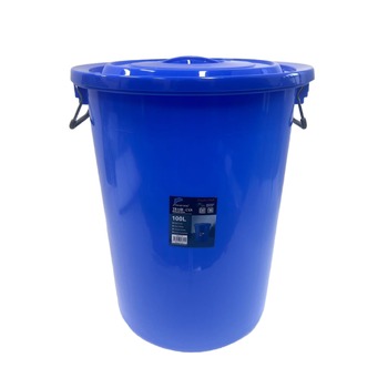 Plastic Double Handled Round Tub With Lid 100L Dia51x63.5cm