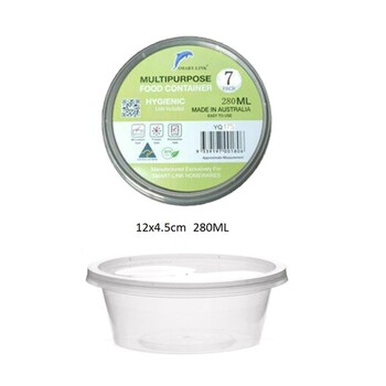 7pk 280ml Round Food Container Dia12x4.5cm 