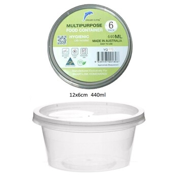 6pk 440ml Round Food Container Dia12x6cm 