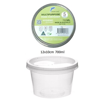 5pk 700ml Round Food Container Dia12x10cm